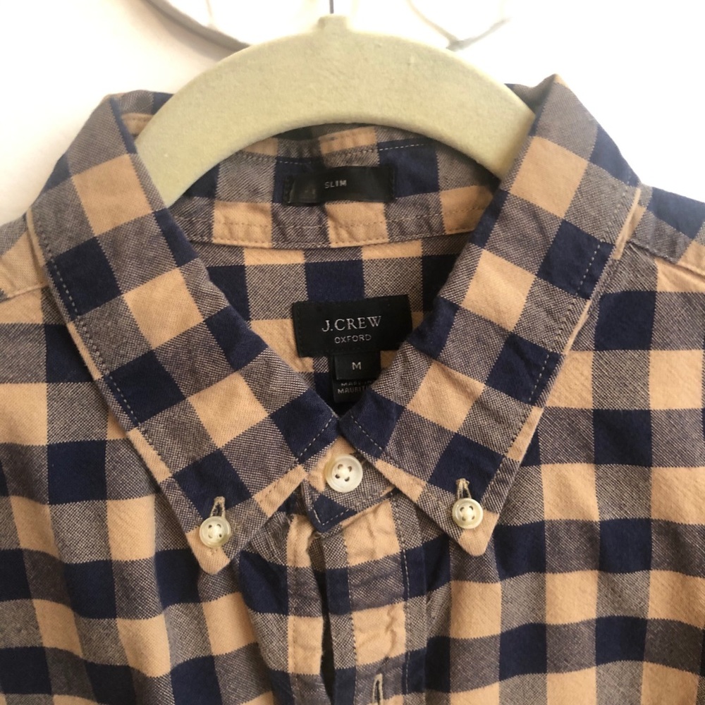 J Crew Flannel-print Oxford Shirt (M)